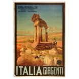 Travel Poster Italy Girgenti Ruins Italian Railway