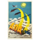 Advertising Poster American Overseas Airlines Day USA Lewitt Him