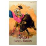Travel Poster Courses de Taureaux Running of the Bulls Spain