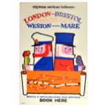 Travel Poster London Bristol Weston Super Mare Greyhound Bus