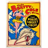 Advertising Poster Clyde Beatty Cole Bros Circus Horse Acrobat