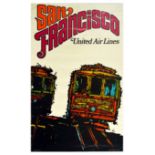 Travel Poster United Airlines San Francisco Travel Cable Car