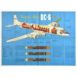 Advertising Poster SAS Airline Douglas DC-6 Cut Away Aircraft Cross Section