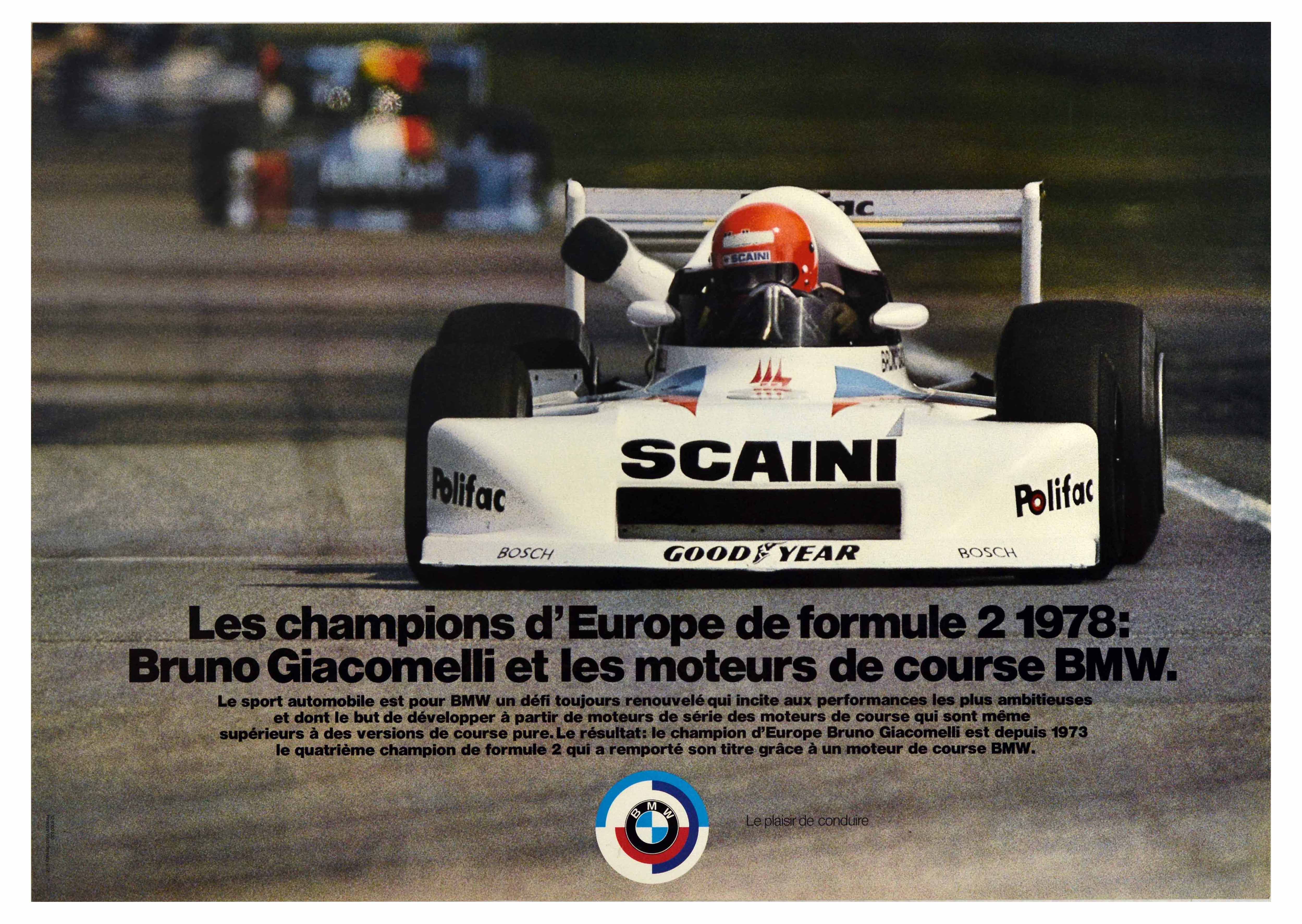 Advertising Poster BMW Champion Europe Formula 2 Bruno Giacomelli