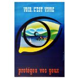 Propaganda Poster Eye Protection Mountain Lake Yacht France