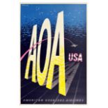 Advertising Poster American Overseas Airlines Night USA Lewitt Him