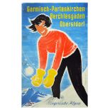 Travel Poster Garmisch Partenkirchen Bavaria Alps Ski Germany