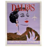 Travel Poster Delta Air Lines Dallas USA