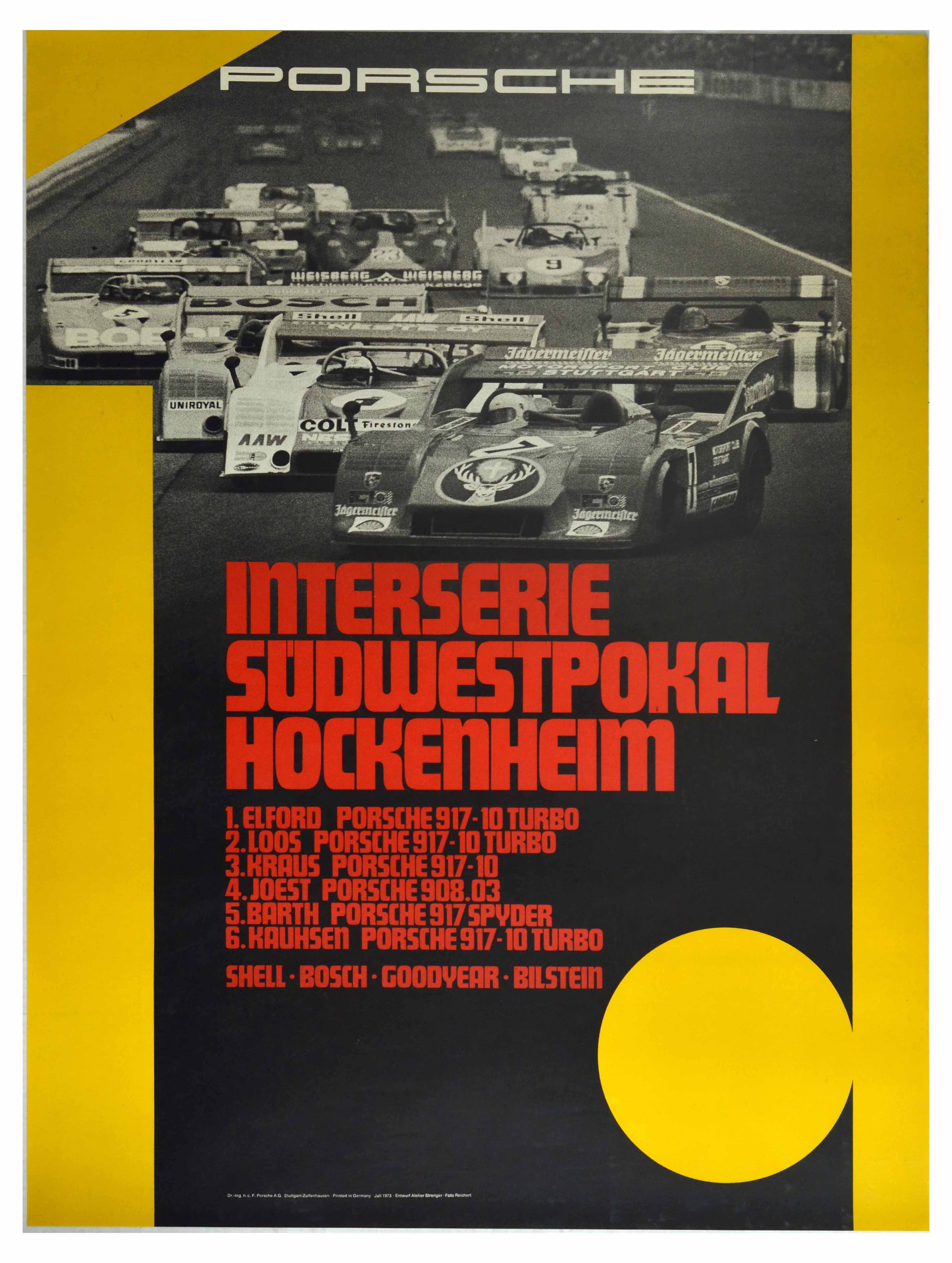 Sport Poster Porsche 917 Interserie Sudwestprokal Hockenheim Shell Bosch Goodyear Bilstein