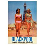Travel Poster Blackpool Beach Blackpool Tower Bikini