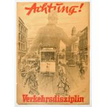 Propaganda Poster Achtung German Road Safety Poster