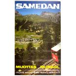 Travel Poster Samedan Switzerland Railway Engadin