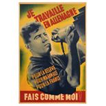 Propaganda Poster Work Deportation France Nazi Germany WWII