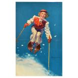 Advertising Poster Skiing Lady US Tires