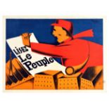 Advertising Poster Le Peuple Belgium Newspaper Art Deco