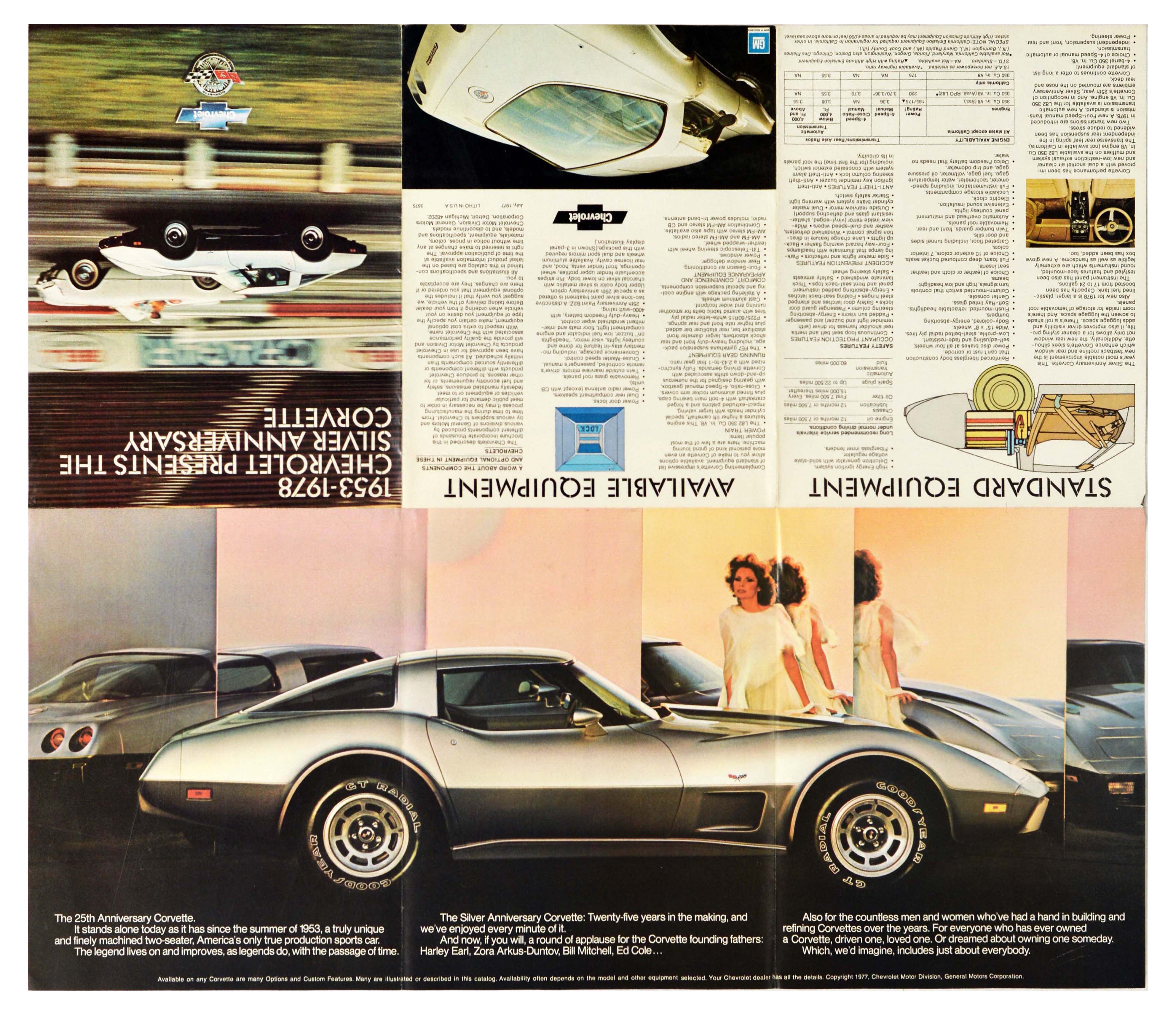 Advertising Poster Chevrolet Corvette Sports Car Silver Anniversary - Image 2 of 2