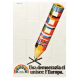 Propaganda Poster Democracy Vote United Europe Flag Pencil