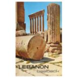 Travel Poster Lebanon Baalbeck Roman Ruins UNESCO