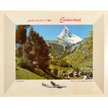 Travel Poster Zermatt Matterhorn Trans World Airlines TWA Switzerland