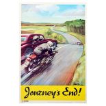 Propaganda Poster Journey's End Motorcycle Overtaking Car RoSPA Road Safety UK