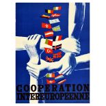 Propaganda Poster ERP Marshall Plan European Cooperation Flag