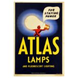 Advertising Poster Atlas Lamps Lighting Art Deco Small