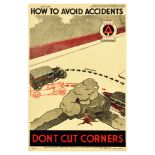 Propaganda Poster Road Safety UK Art Deco Don't Cut Corners