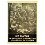 War Poster Abwher Defense Nazi Soldier Grenade Gun Bunker