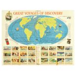 Travel Poster Typhoo Tea Great Voyages Map Discovery Globe