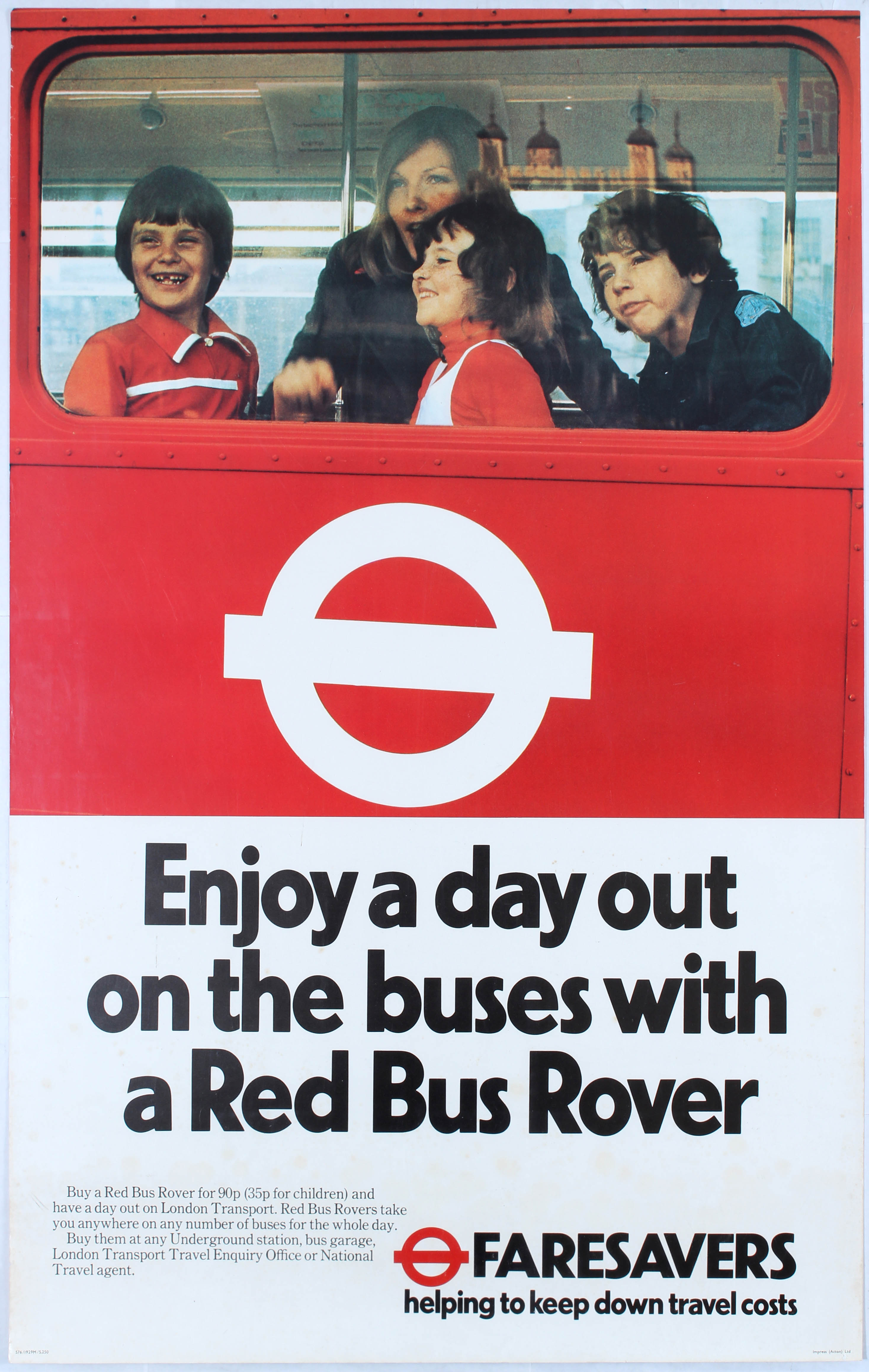 Advertising Poster London Transport Poster Buses Red Bus Rover Pass