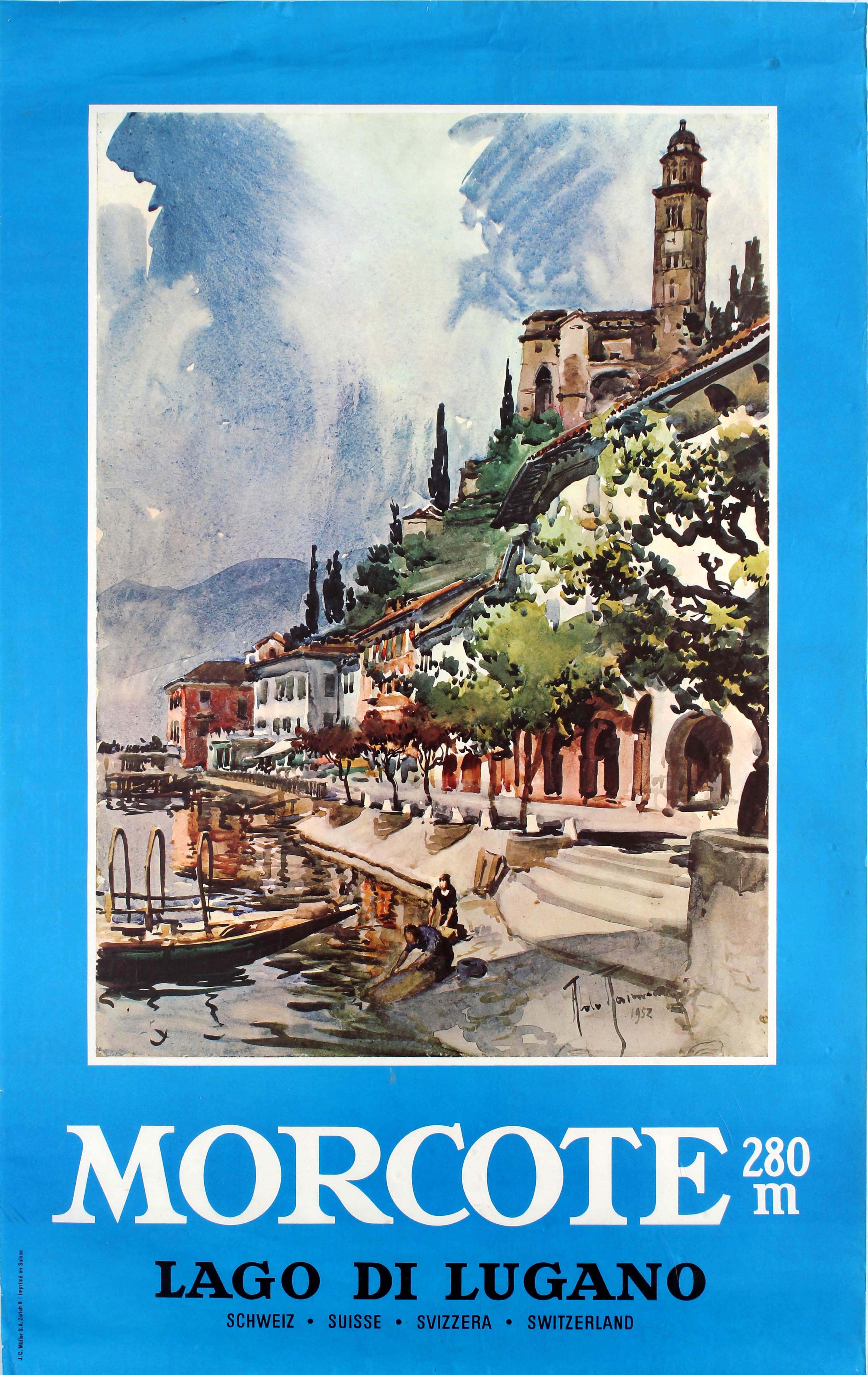Travel Poster Morcote Lake Lugano Switzerland