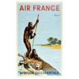 Travel Poster Air France Airline Africa Afrique Occidental