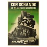 War Poster WWII Disgrace Dutch Nazi Family Poverty
