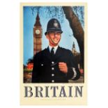 Advertising Poster Britain Policeman Big Ben London Bus