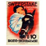 Advertising Poster Horse Racing Sweepstake National Lottery France