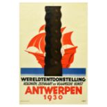 Advertising Poster Colonies Shipping Art World Exhibition Antwerpen