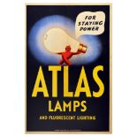 Advertising Poster Atlas Lamps Lighting Art Deco