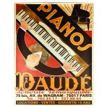 Advertising Poster Daude Pianos Art Deco Grand Piano Music