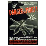 War Poster WWII Death Danger Explosives Home France
