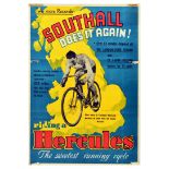 Advertising Poster Hercules Bicycles Frank Southall Does It Again