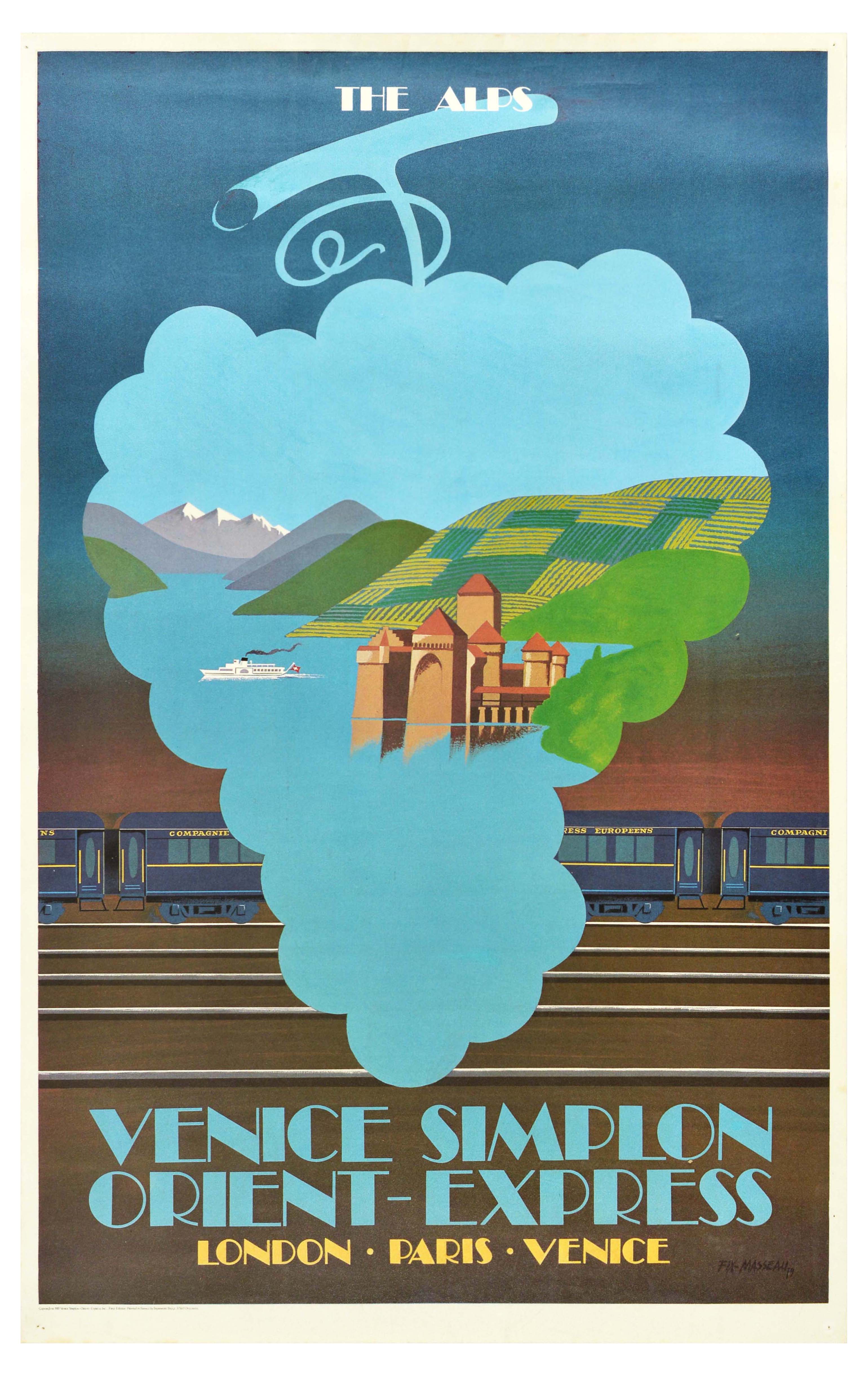 Travel Poster Alps Venice Simplon Orient Express Railway Art Deco