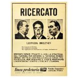 Propaganda Poster Wanted Leonid Brezhnev Communist Party of Italy