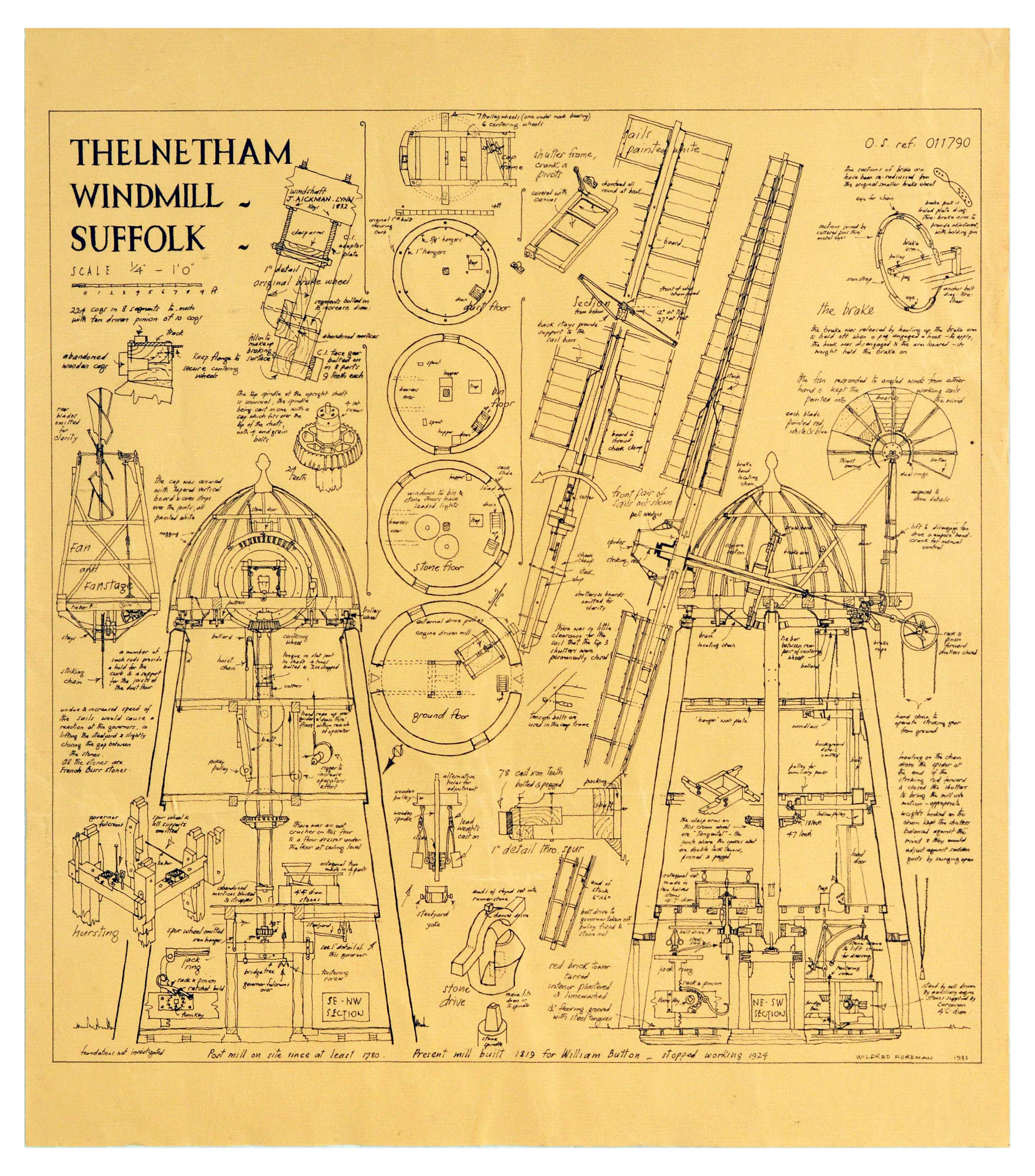 Travel Poster Thelnetham Windmill Suffolk England