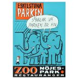 Travel Poster Eskilstuna Park Zoo Restaurant Elephant Sweden