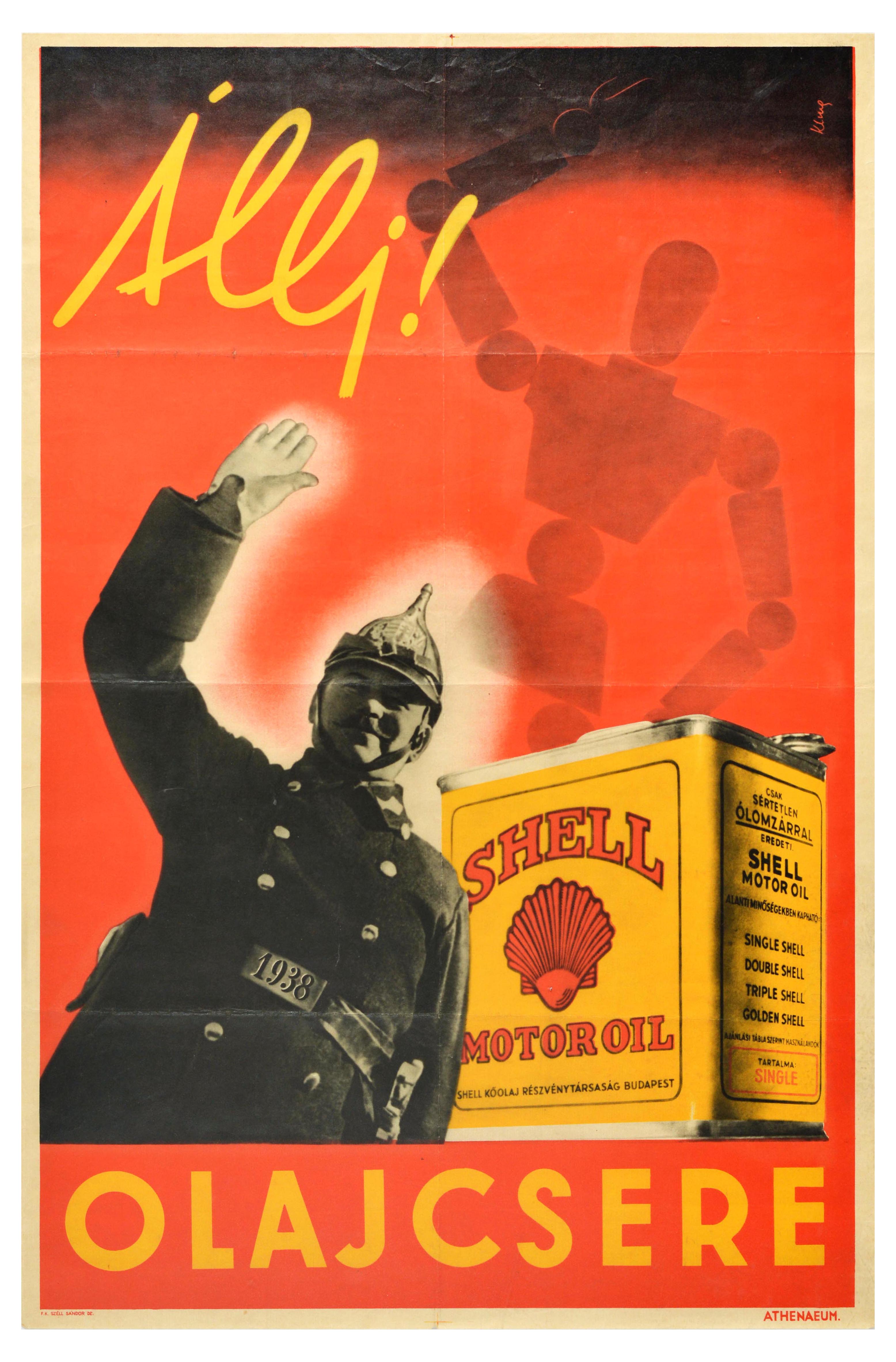 Advertising Poster Shell Motor Oil Police Officer Art Deco