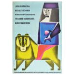 Advertising Poster Bavarian Art Crafts Exhibition Stadtmuseum Munich Midcentury Modern