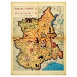 Advertising Poster Aosta Valley Piedmont Italy Illustrated Map Torino