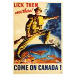 War Poster WWII Lick Them Over There Canada