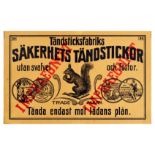 Advertising Poster Safety Matches Tandsticksfabriks Squirrel
