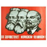 Propaganda Poster Long Live Marxism Leninism USSR Marx Engels Lenin